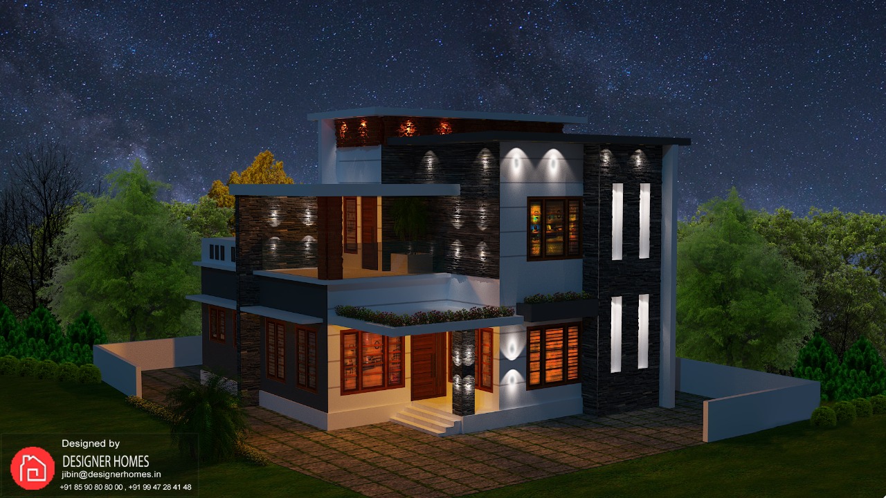 Box type single floor house - Kerala Model Home Plans