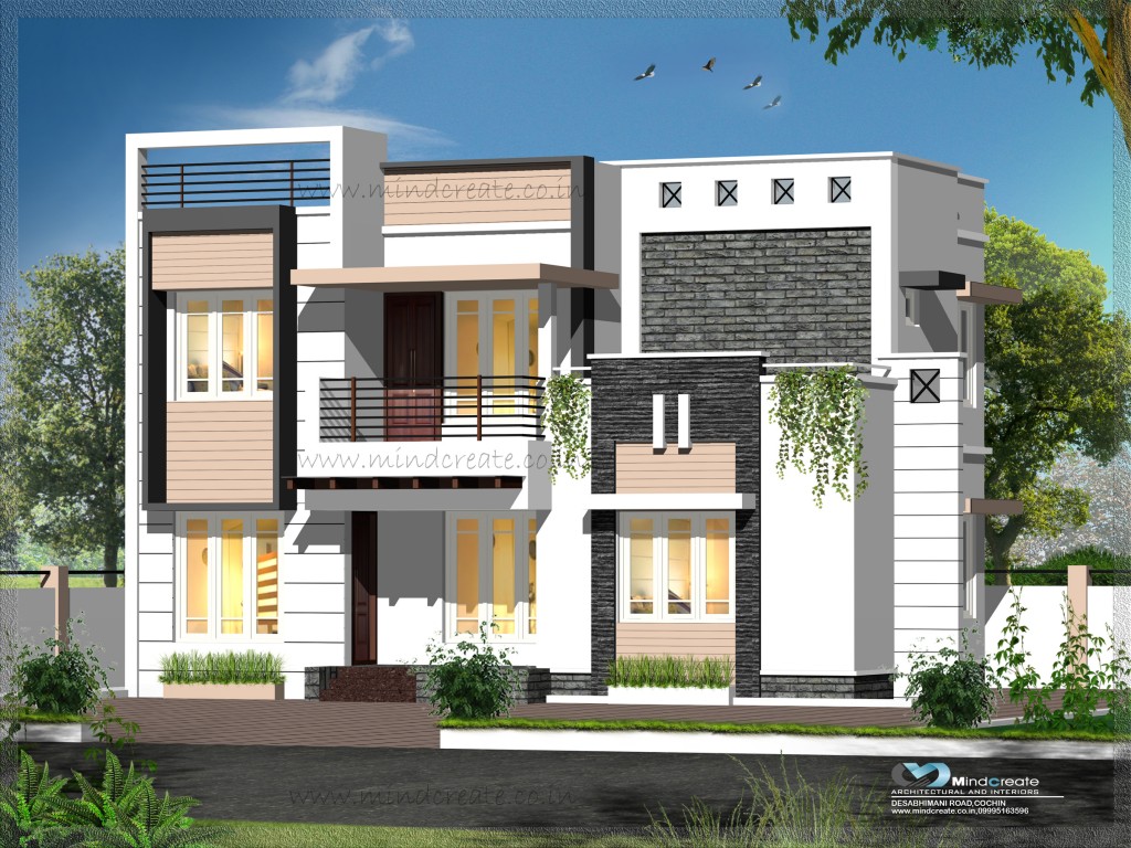 Contemporary style elevations - Kerala Model Home Plans